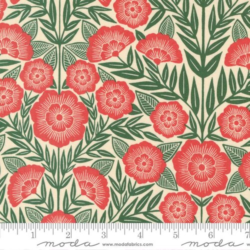 Flower Press Ecru Ginger - Quilt Fabric