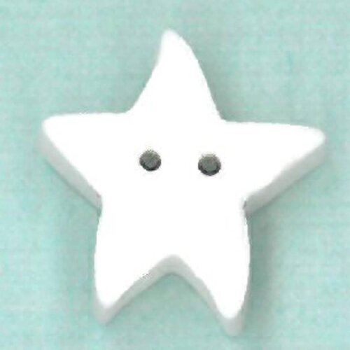 Medium White Star - Button