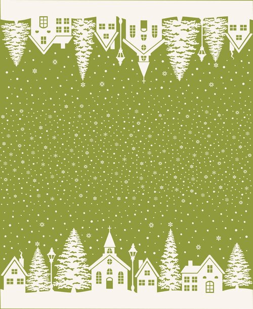 Buon Natale Double Border - Pine - Quilt Fabric