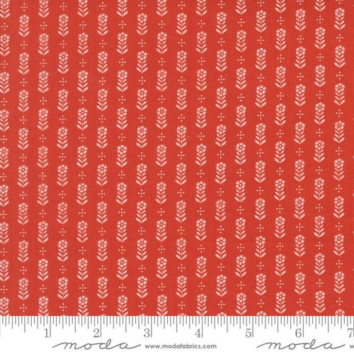 Larkspur and Linen Blossoms Pomegranate - Quilt Fabric