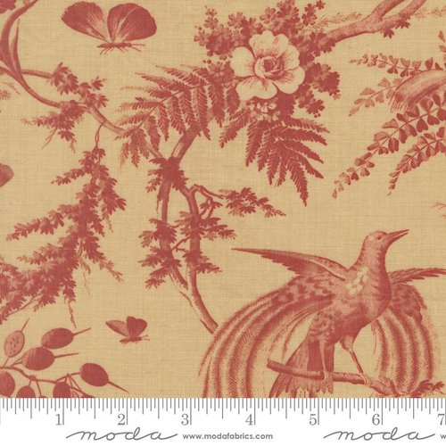 Le Jardin Rouge Nature Oyster - Quilt Fabric