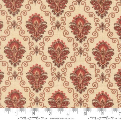 Le Jardin Rouge Damask Pearl - Quilt Fabric