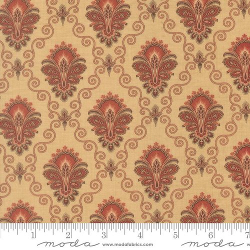 Le Jardin Rouge Damask Oyster - Quilt Fabric