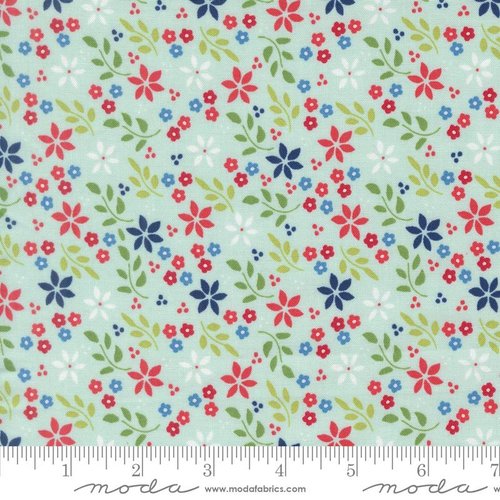 Midsummer Blossoms Aqua - Quilt Fabric