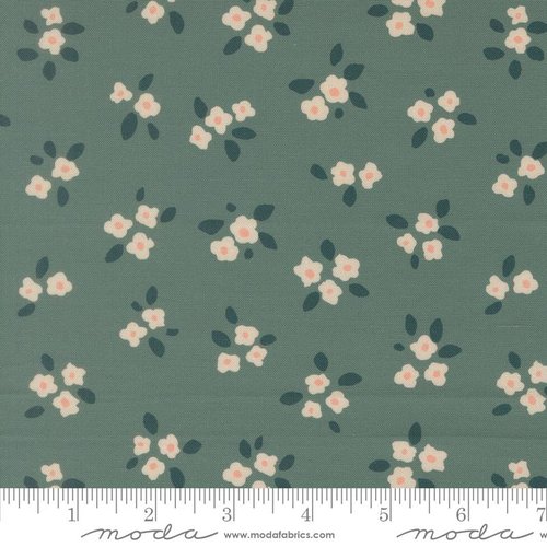 Midnight Fleur Flower Seafoam - Quilt Fabric