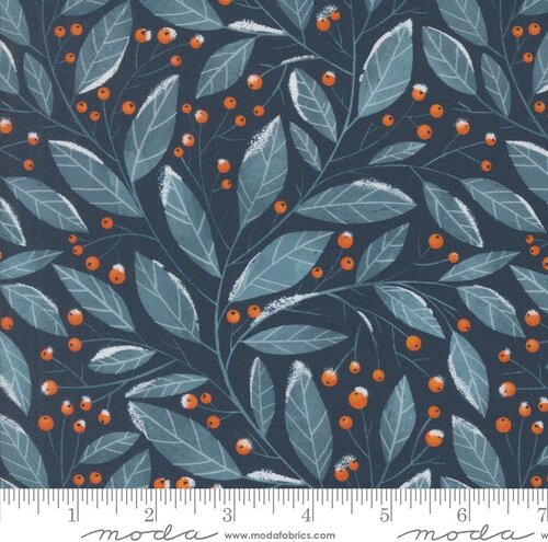 Purrfect Christmas Leafs Midnight - Quilt Fabric