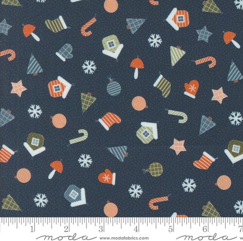 Purrfect Christmas Ornaments Midnight - Quilt Fabric