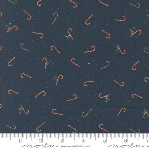Purrfect Christmas Candy Cane Midnight - Quilt Fabric