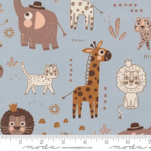 Wildly Cute Safari Animals Sky - Quilt Fabric