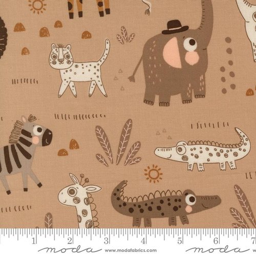 Wildly Cute Safari Animals Tan - Quilt Fabric
