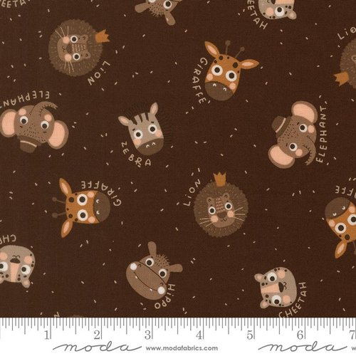 Wildly Cute Safari Heads Soil - Quilt Fabric