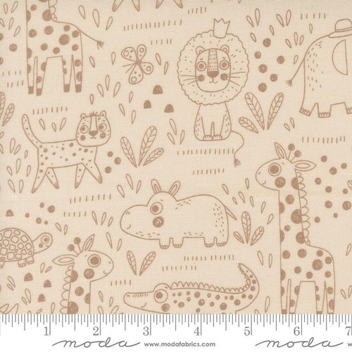 Wildly Cute Safari Sketch Pearl - Quilt Fabric