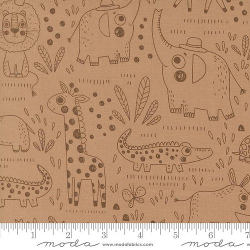 Wildly Cute Safari Sketch Tan - Quilt Fabric