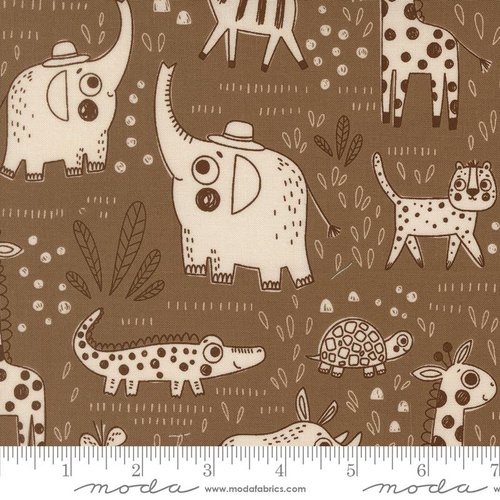 Wildly Cute Safari Sketch Bark - Quilt Fabric