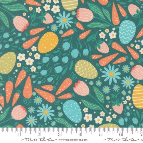 Hop Into Spring Easter Teal - Quilt Fabric