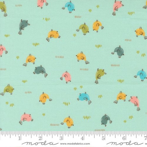 Hop Into Spring Birds Aqua - Quilt Fabric
