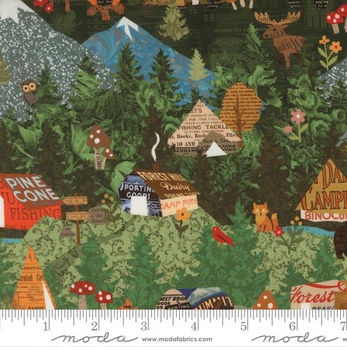 Paper Trails Collage Grass - Quilt Fabric