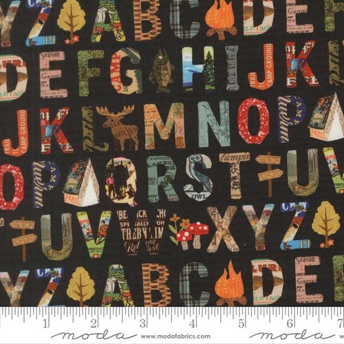Paper Trails Alphabet Navy - Quilt Fabric