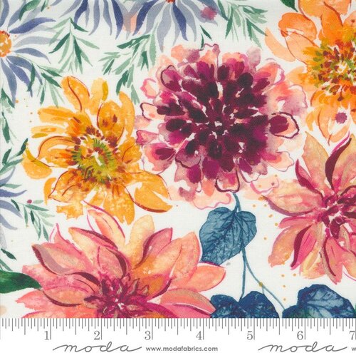Floribunda Flowers - Cloud - Quilt Fabric