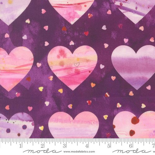 Fleur The Love Hearts Plum - Quilt Fabric