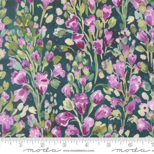 Fleur The Love Floral Dark Teal - Quilt Fabric