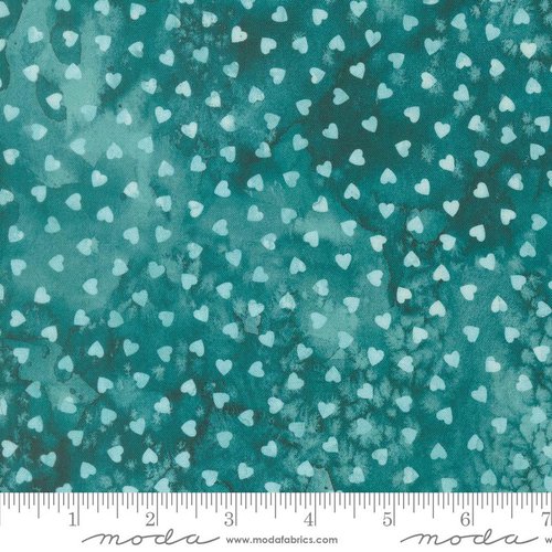Fleur The Love Heart Dots Teal - Quilt Fabric