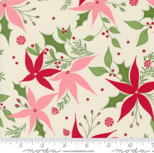 Once Upon Christmas Poinsettia - Snow - Quilt Fabric