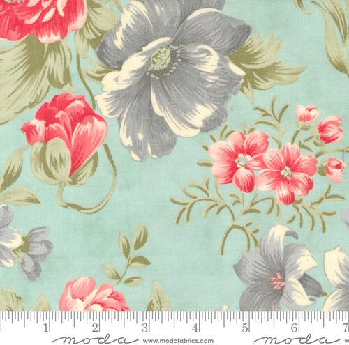 Bold Blossoms Large Floral - Aqua - Quilt Fabric