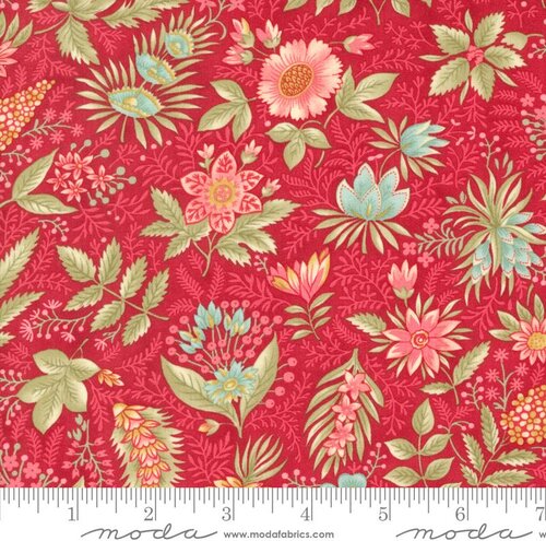 Joyful Jacobean Florals - Red - Quilt Fabric