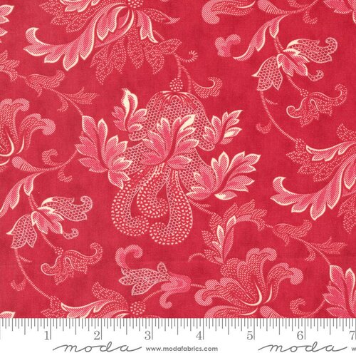 Friendly Flourish Damask Scroll - Red - Quilt Fabric
