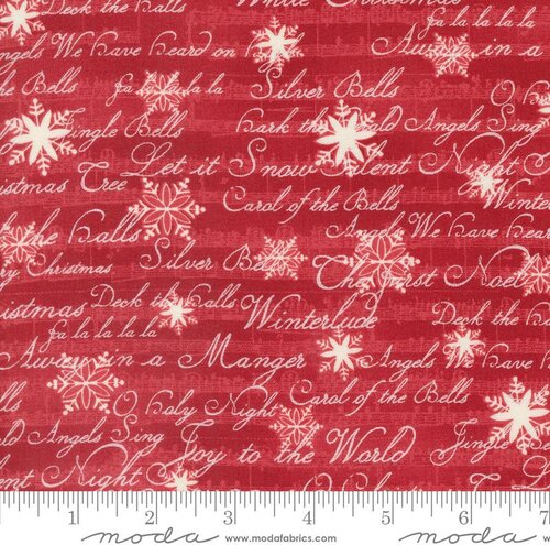A Christmas Carol Words - Crimson - Quilt Fabric