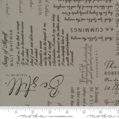 Tranquility Text Silver - Quilt Fabric