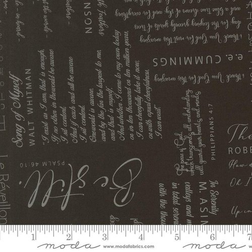 Tranquility Text Charcoal - Quilt Fabric
