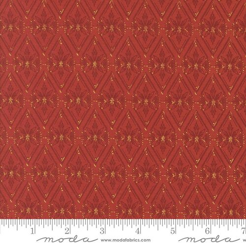 Old World Yuletide Diamonds Poinsettia - Christmas Fabric