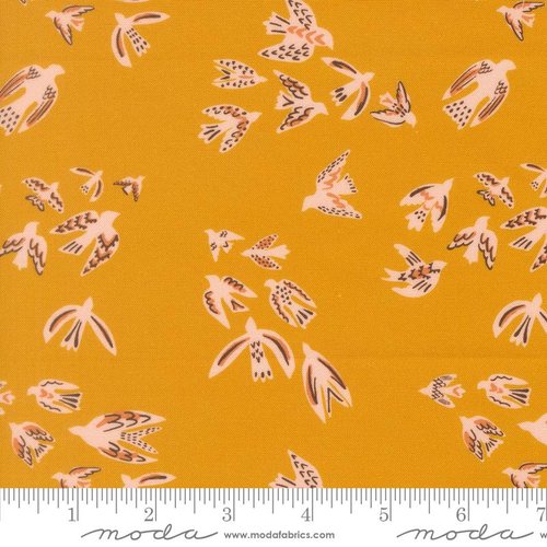 Flora & Thread Birds Golden - Quilt Fabric