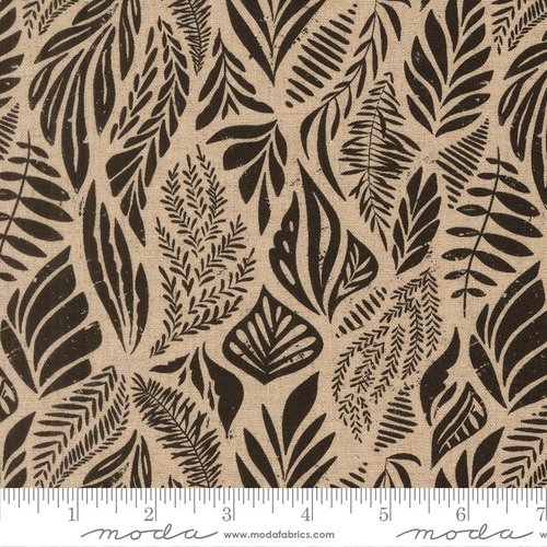 Flora & Thread Fronds Mochi Linen Midnight - Quilt Fabric