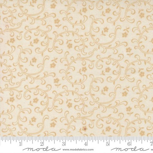 Cardinals Nest Flowers Tan Tonal - Quilt Fabric
