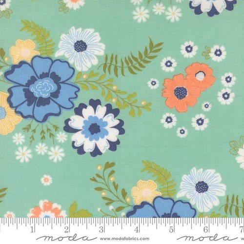 Catching Sunshine Flower Aqua - Quilt Fabric