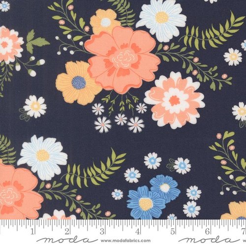 Catching Sunshine Flower Navy - Quilt Fabric
