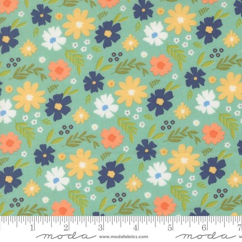 Catching Sunshine Blossoms Aqua - Quilt Fabric
