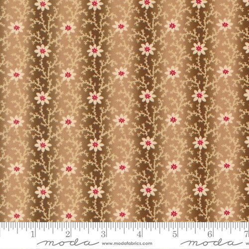 Betsys Best Striped Flowers Brown - Quilt Fabric