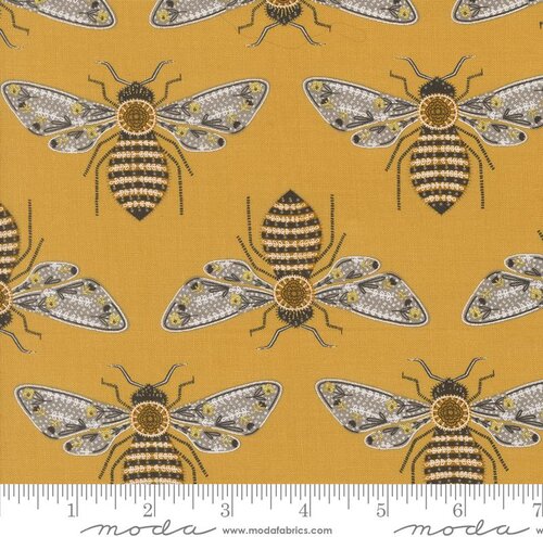 Bee Garden Bees - Metallic Honey - Quilt Fabric