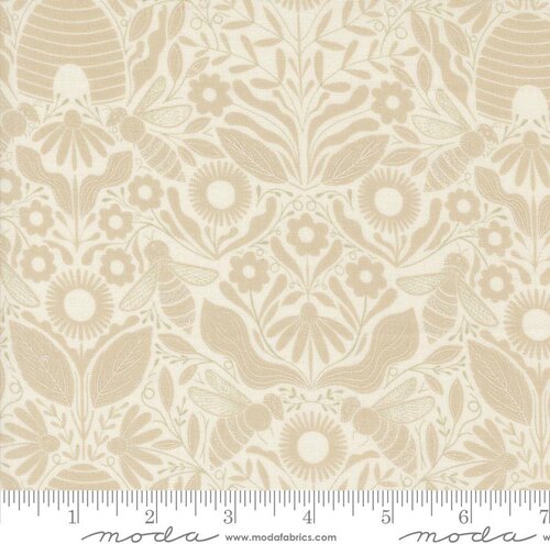Bee Garden Damask - Porcelain - Quilt Fabric
