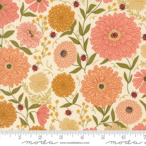 Ladybug Whimsy Blossom Eggshell - Quilt Fabric