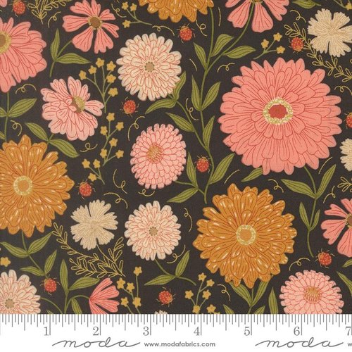 Ladybug Whimsy Blossom Midnight - Quilt Fabric