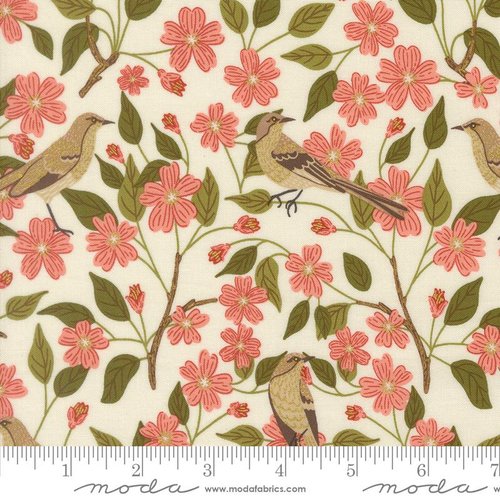 Ladybug Whimsy Birds Eggshell - Quilt Fabric