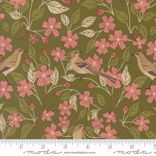 Ladybug Whimsy Birds Grass - Quilt Fabric