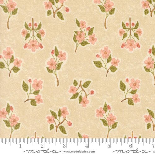 Ladybug Whimsy Flower Natural - Quilt Fabric