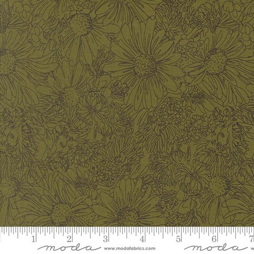 Ladybug Whimsy Sketch Grass - Quilt Fabric
