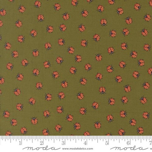 Ladybug Whimsy Bugs Grass - Quilt Fabric